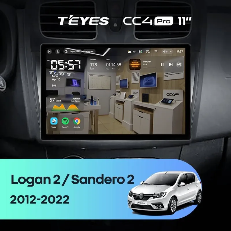 Штатная магнитола Teyes CC4 Pro 12/256 Renault Logan 2 (2012-2022) F1 (11")