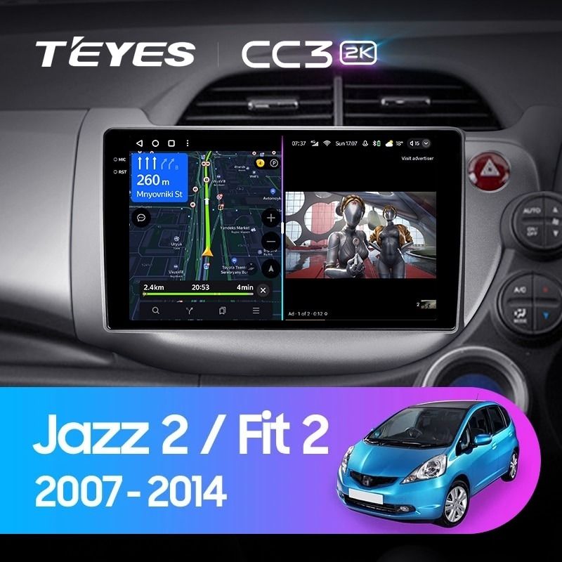 Штатная магнитола Teyes CC3 2K 4/32 Honda Fit GE GP GE (2007-2014) Правый руль