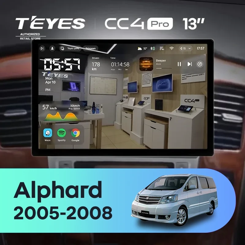 Штатная магнитола Teyes CC4 Pro 12/256 Toyota Alphard 1 H10 (2005-2008) F2 (13")