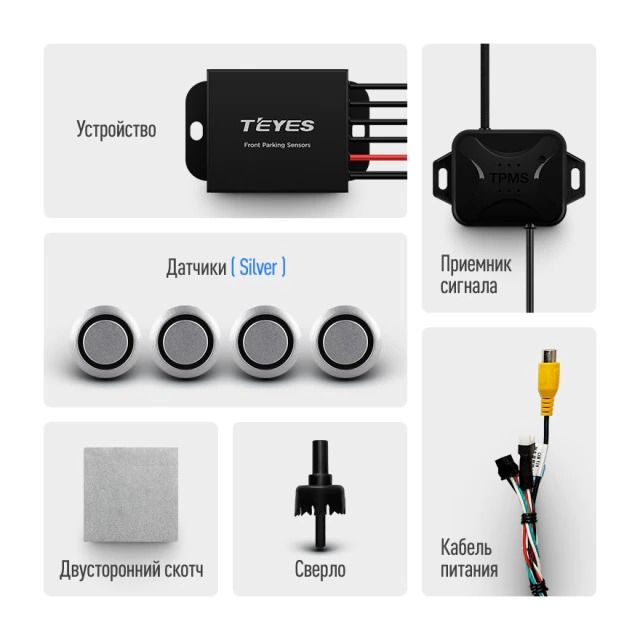 Передние парктроники Teyes R1 для CC3 / CC2 Plus / SPRO Plus / TPRO2 (Серые)