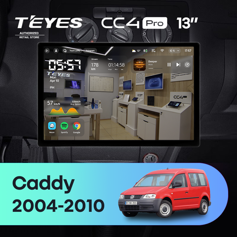 Штатная магнитола Teyes CC4 Pro 8/128 Volkswagen Caddy 2K (2004-2010) (13")