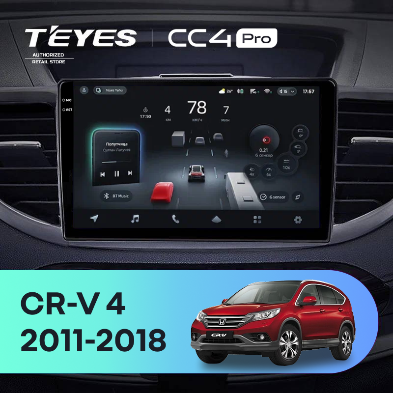 Штатная магнитола Teyes CC4 Pro 8/128 Honda CR-V 4 RM RE (2011-2018) Тип-A