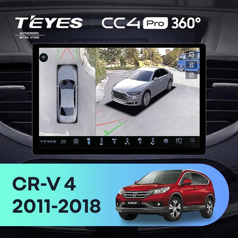 Штатная магнитола Teyes CC4 Pro 360 8/128 Honda CR-V 4 RM RE (2011-2018) Тип-A (11")