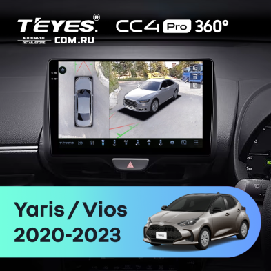 Штатная магнитола Teyes CC4 Pro 360 12/256 Toyota Yaris (2020-2023) Правый руль