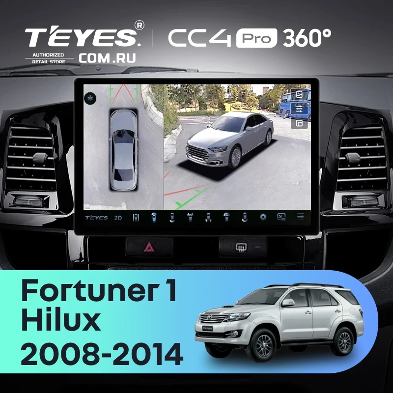 Штатная магнитола Teyes CC4 Pro 360 8/128 Toyota Fortuner (2008-2014) F1 (13")