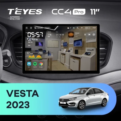 Штатная магнитола Teyes CC4 Pro 12/256 Lada Vesta 2023+ F2 Тип-A (11")