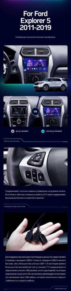 Штатная магнитола Teyes CC3 4/32 Ford Explorer 5 (2011-2019) Тип-B