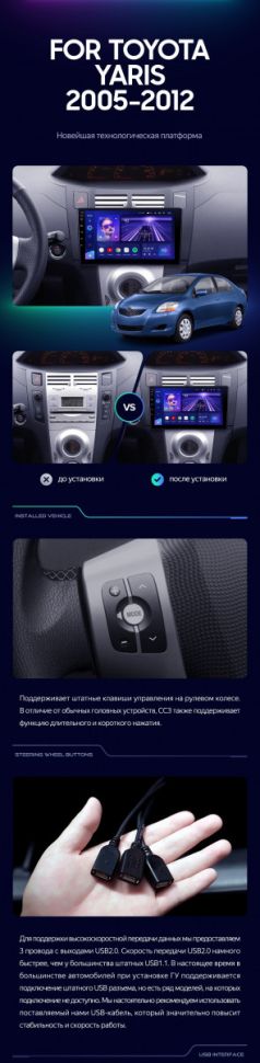 Штатная магнитола Teyes CC3L 4/32 Toyota Yaris XP90 (2005-2012) F1
