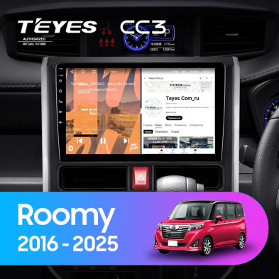 Штатная магнитола Teyes CC3 4/32 Toyota Roomy (2016-2025) Правый руль