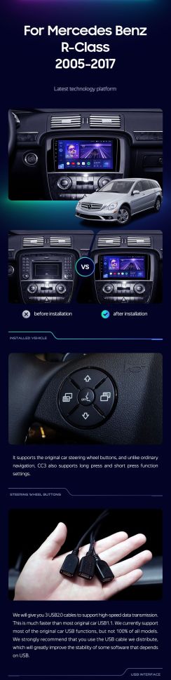 Штатная магнитола Teyes CC3L 4/32 Mercedes-Benz R-Class W251 R280 R300 R320 (2005-2017) F1