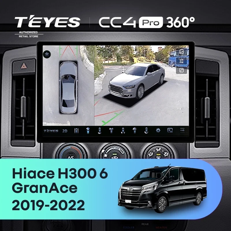 Штатная магнитола Teyes CC4 Pro 360 8/128 Toyota Hiace H300 VI (2019-2022) Тип-B (13")