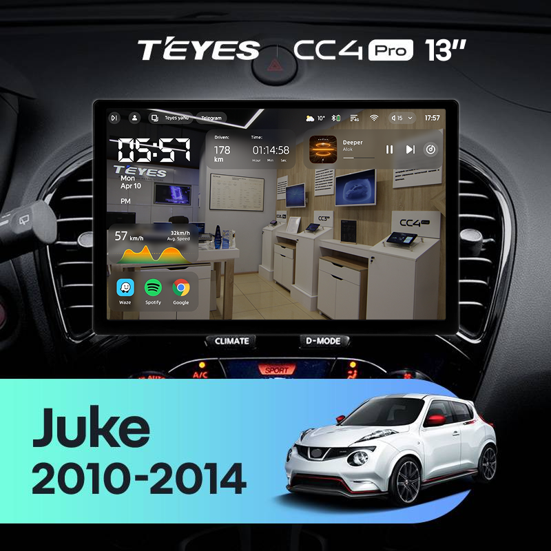 Штатная магнитола Teyes CC4 Pro 8/128 Nissan Juke (2010-2014) (13")