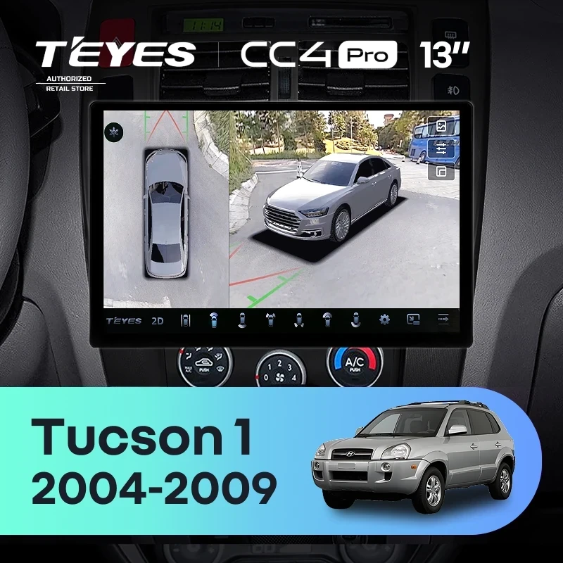 Штатная магнитола Teyes CC4 Pro 360 12/256 Hyundai Tucson 1 (2004-2009) F2 (13")