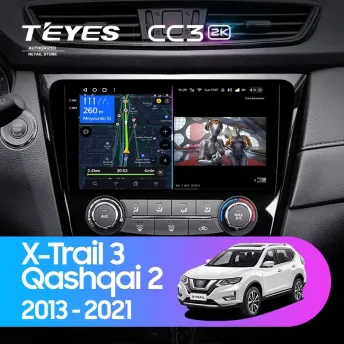Штатная магнитола Teyes CC3 2K 6/128 Nissan Qashqai 2 (2013-2021) F2 климат контроль Тип-C