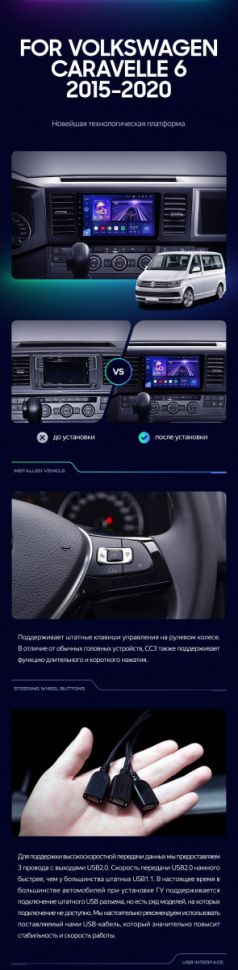 Штатная магнитола Teyes CC3 4/32 Volkswagen Caravelle T6 (2015-2020)