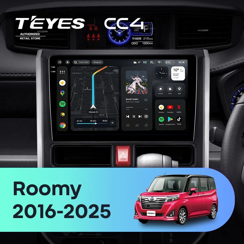 Штатная магнитола Teyes CC4 8/128 Toyota Roomy (2016-2026) Правый руль