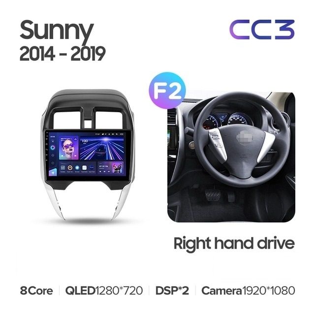 Штатная магнитола Teyes CC3L 4/32 Nissan Sunny (2014-2019) F2 Правый руль
