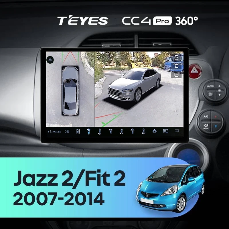 Штатная магнитола Teyes CC4 Pro 360 12/256 Honda Jazz 2 GG (2007-2014) Правый руль (11")