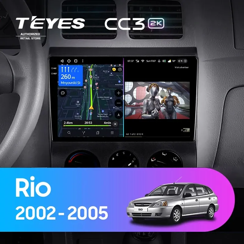 Штатная магнитола Teyes CC3 2K 4/64 Kia Rio 1 (2002-2005)