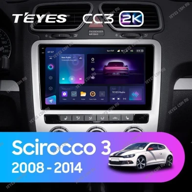 Штатная магнитола Teyes CC3 2K 4/64 Volkswagen Scirocco 3 (2008-2014) F4 (Серая)
