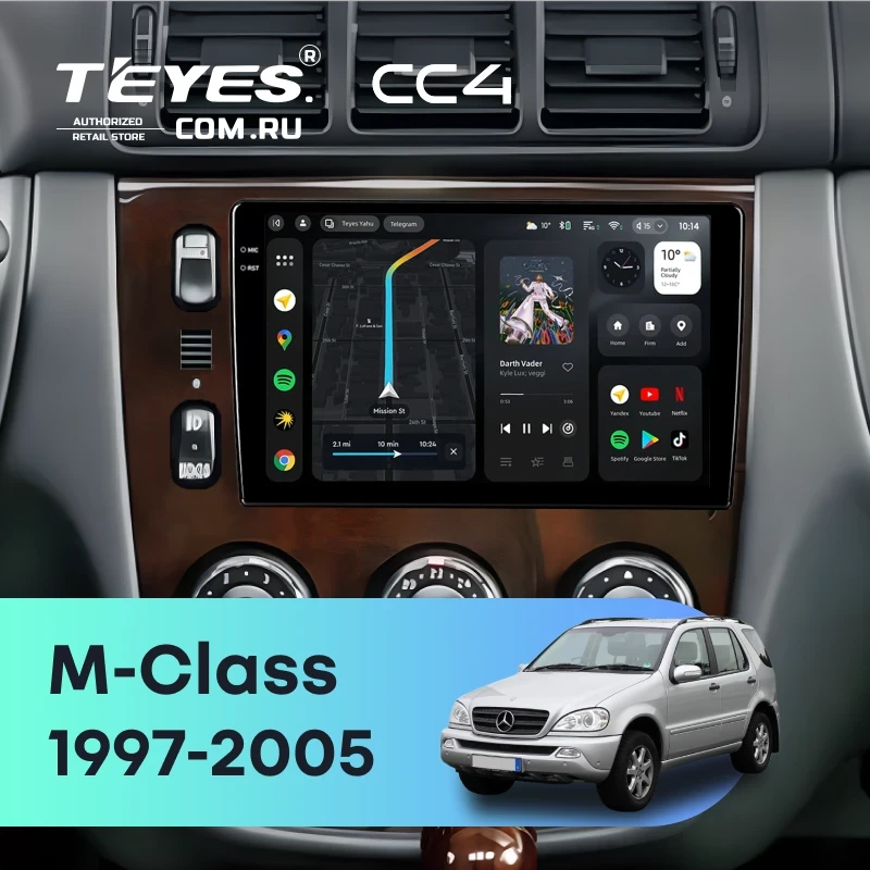 Штатная магнитола Teyes CC4 6/64 Mercedes ML W163 (1997-2005) (дерево)