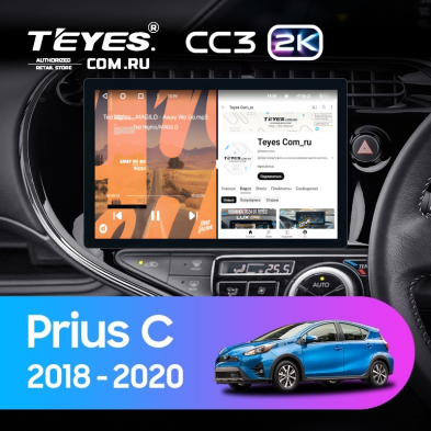 Штатная магнитола Teyes CC3 2K 4/32 Toyota Prius C (2018-2020) Правый руль (11")