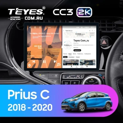 Штатная магнитола Teyes CC3 2K 4/32 Toyota Prius C (2018-2020) Правый руль (11")