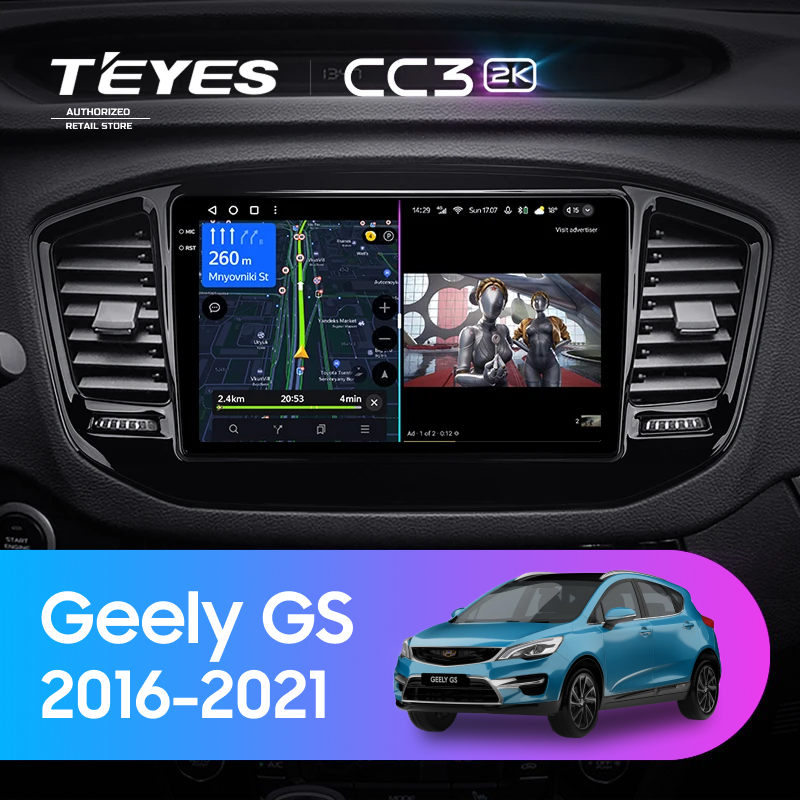 Штатная магнитола Teyes CC3 2K 4/64 Geely GS (2016-2021)