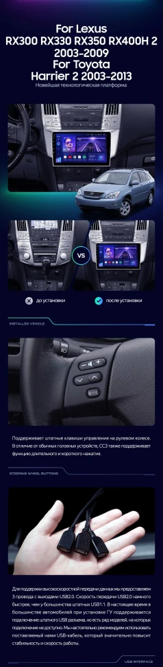 Штатная магнитола Teyes CC3 4/32 Lexus RX300 RX330 RX350 RX400H (2003-2009) F1