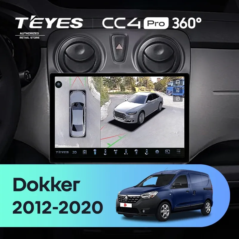 Штатная магнитола Teyes CC4 Pro 360 8/128 Renault Dokker (2012-2020) (13")