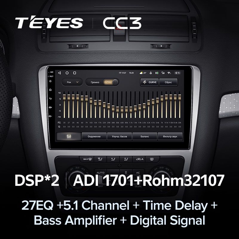 Штатная магнитола Teyes CC3 4/32 Skoda Octavia 2 A5 (2008-2013) Серая