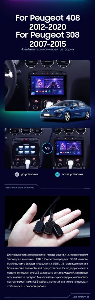 Штатная магнитола Teyes CC3L 4/32 Peugeot 408 1 T7 (2012-2020)