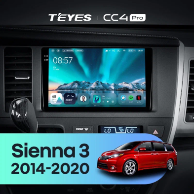 Штатная магнитола Teyes CC4 Pro 8/128 Toyota Sienna 3 XL30 (2014-2020)