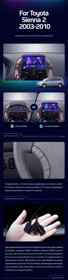 Штатная магнитола Teyes CC3 2K 4/32 Toyota Sienna 2 II XL20 (2003-2010)