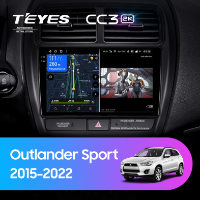 Штатная магнитола Teyes CC3 2K 6/128 Mitsubishi Outlander Sport (2015-2022) Тип-B