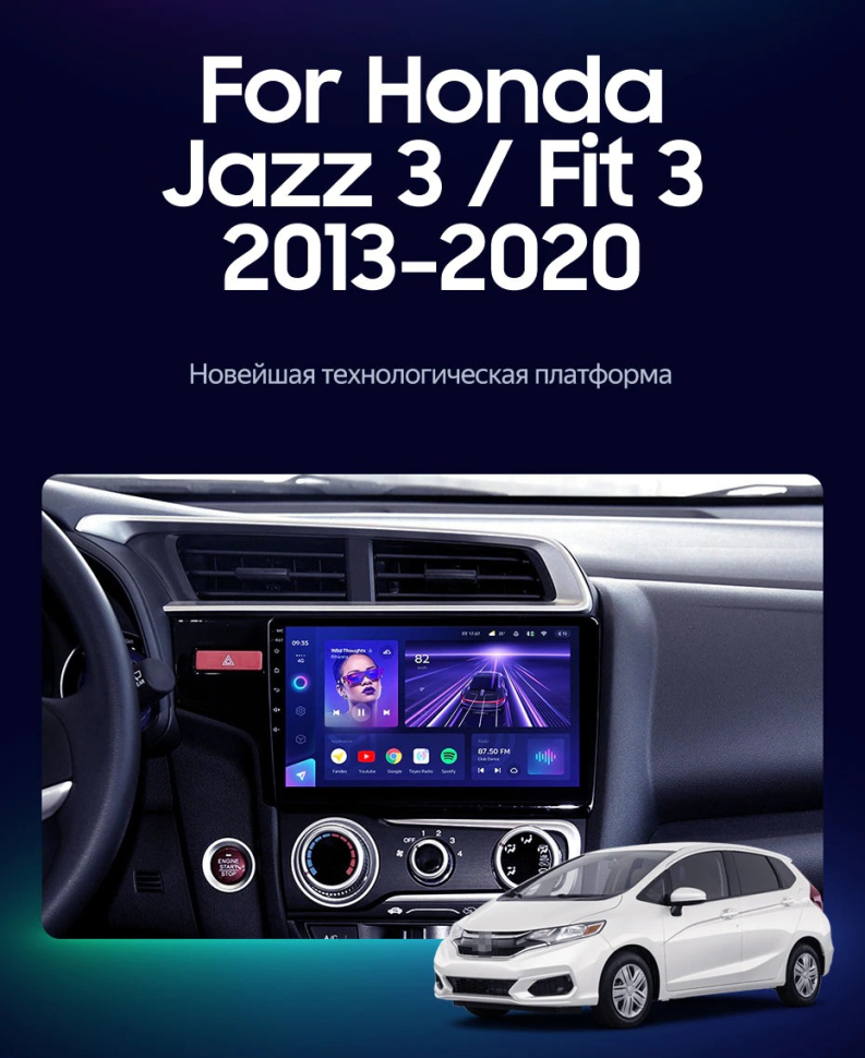 Штатная магнитола Teyes CC3 2K 4/64 Honda Fit 3 (2013-2020) Тип-A
