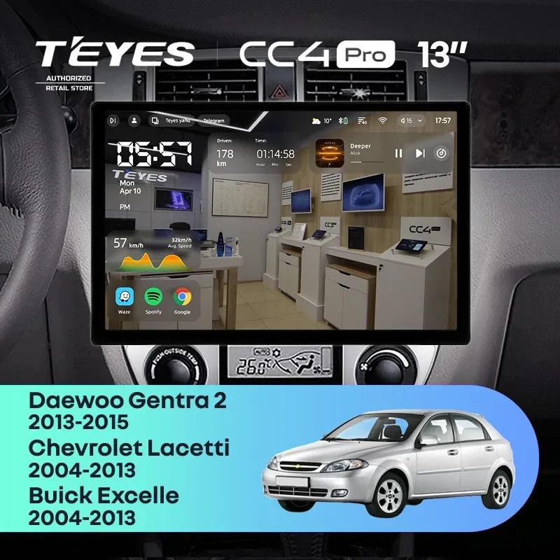 Штатная магнитола Teyes CC4 Pro 12/256 Daewoo Gentra 2 (2013-2015) F1 Тип-A (13")