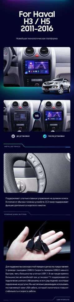 Штатная магнитола Teyes CC3 4/32 Great Wall Hover H3 H5 (2011-2016)