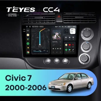 Штатная магнитола Teyes CC4 6/64 Honda Civic 7 (2000-2006) F2 Правый руль