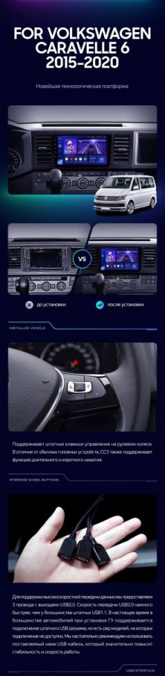 Штатная магнитола Teyes CC3 2K 6/128 Volkswagen Caravelle T6 (2015-2020)