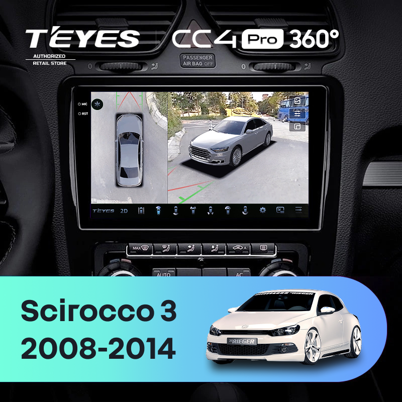 Штатная магнитола Teyes CC4 Pro 360 12/256 Volkswagen Scirocco (2008-2014) F2
