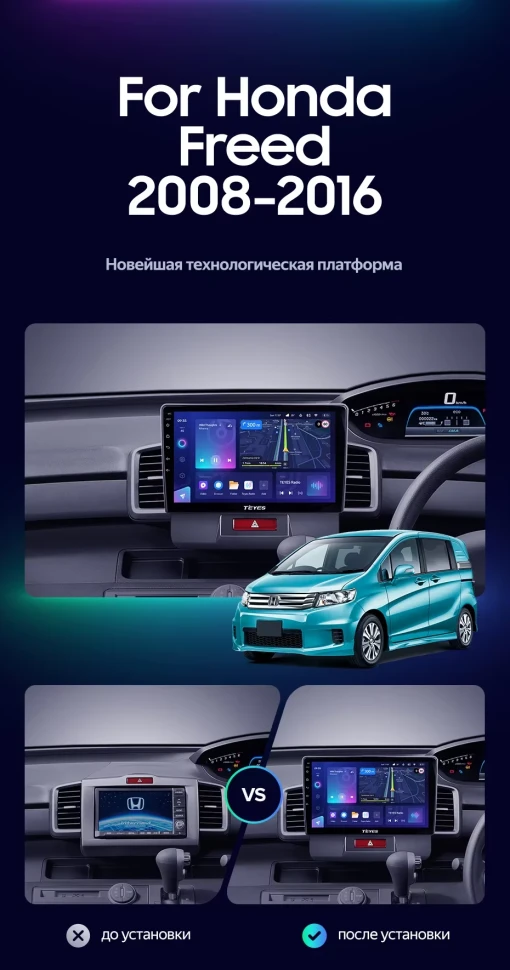 Штатная магнитола Teyes CC3L 4/64 Honda Freed 1 (2008-2016) F1 Правый руль