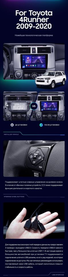Штатная магнитола Teyes CC3 2K 6/128 Toyota 4Runner 5 N280 (2009-2020)