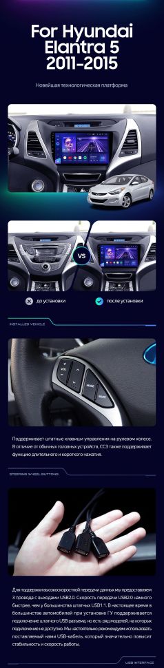 Штатная магнитола Teyes CC3L 4/32 Hyundai Elantra 5 JK GD MD UD (2010-2016) F1