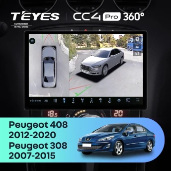 Штатная магнитола Teyes CC4 Pro 360 12/256 Peugeot 408 1 T7 (2012-2020) (13")