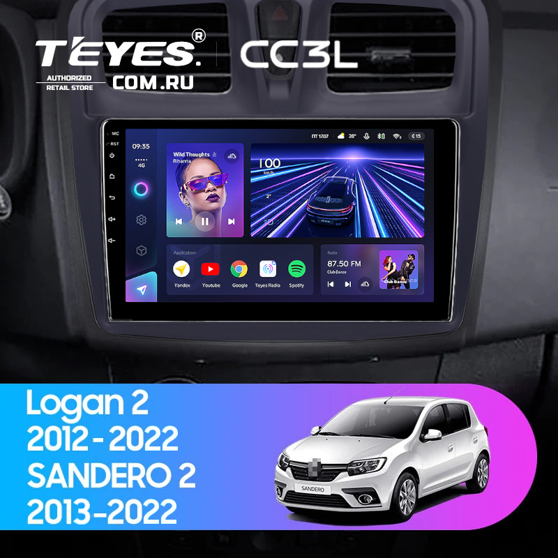 Штатная магнитола Teyes CC3L 4/64 Renault Logan 2 (2012-2022) F1 (10")