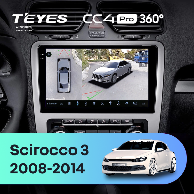 Штатная магнитола Teyes CC4 Pro 360 8/128 Volkswagen Scirocco 3 (2008-2014) F3 (Серая)