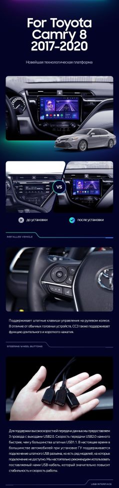Штатная магнитола Teyes CC3 4/64 Toyota Camry 8 XV 70 (2017-2020) F1