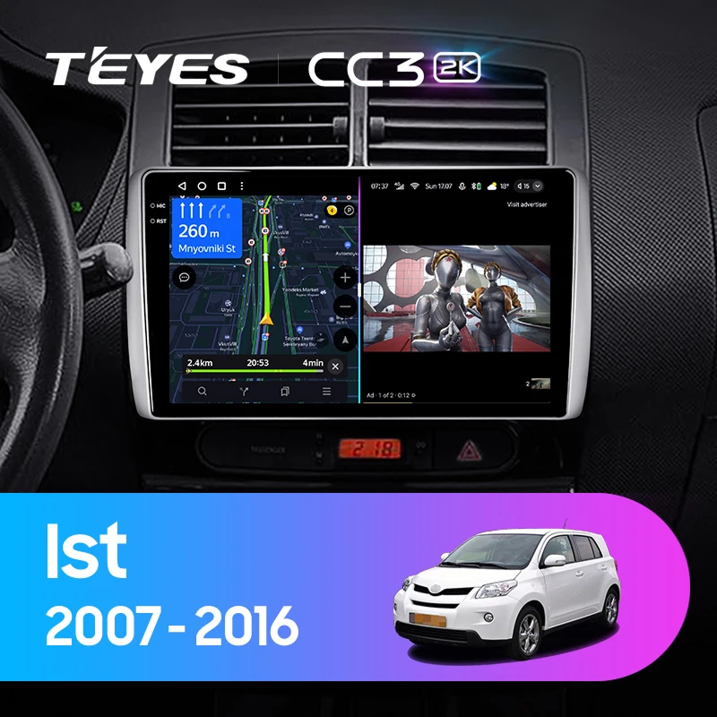 Штатная магнитола Teyes CC3 2K 4/64 Toyota Ist XP110 (2007-2016)