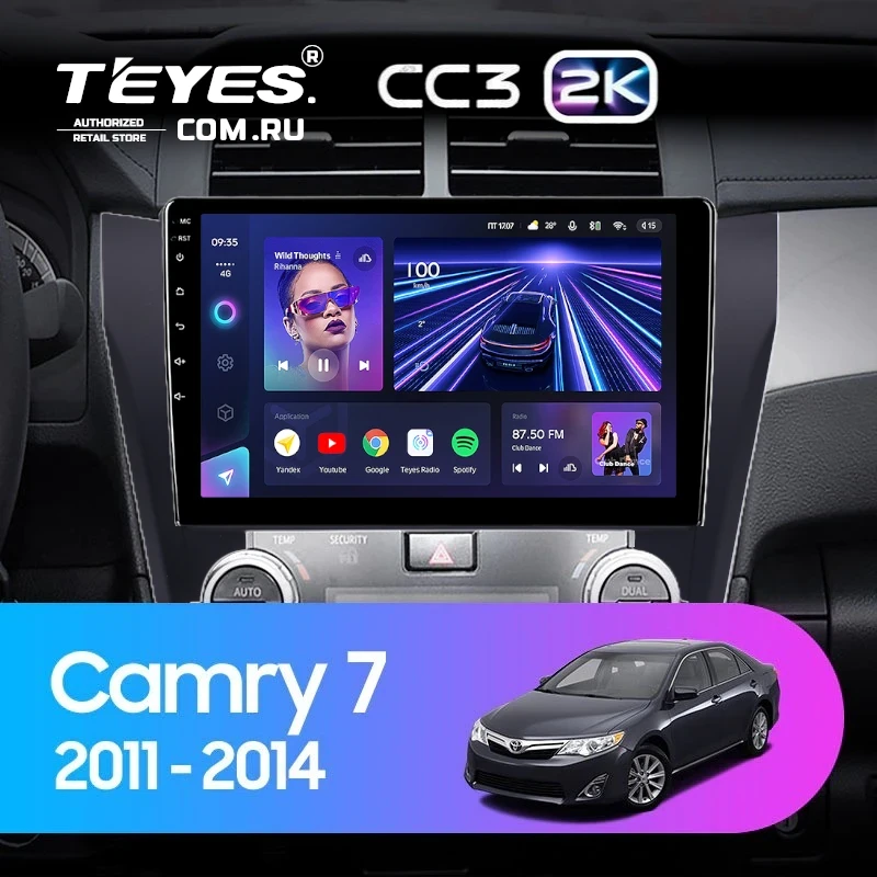Штатная магнитола Teyes CC3 2K 4/32 Toyota Camry 7 XV 50 55 (2011-2014) (черная) F2